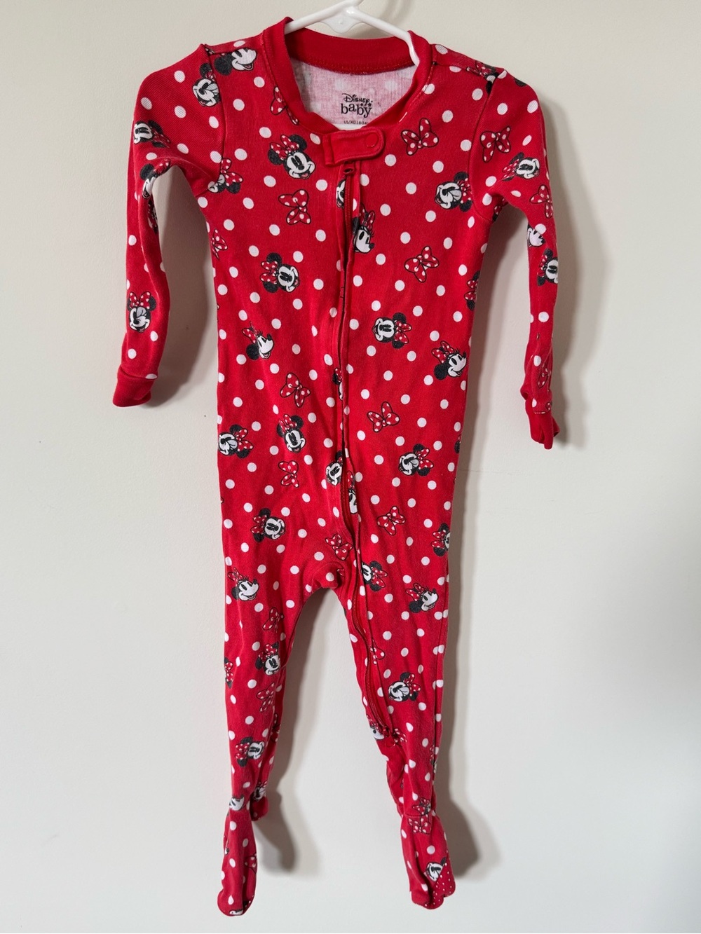 Disney Red Minnie Mouse Polka Dots Footed Pajama One-Piece